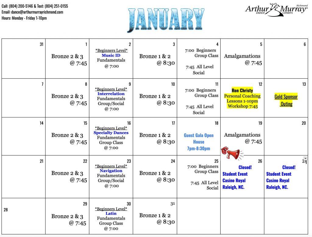 Calendar | Arthur Murray Dance Studio in Richmond, VA